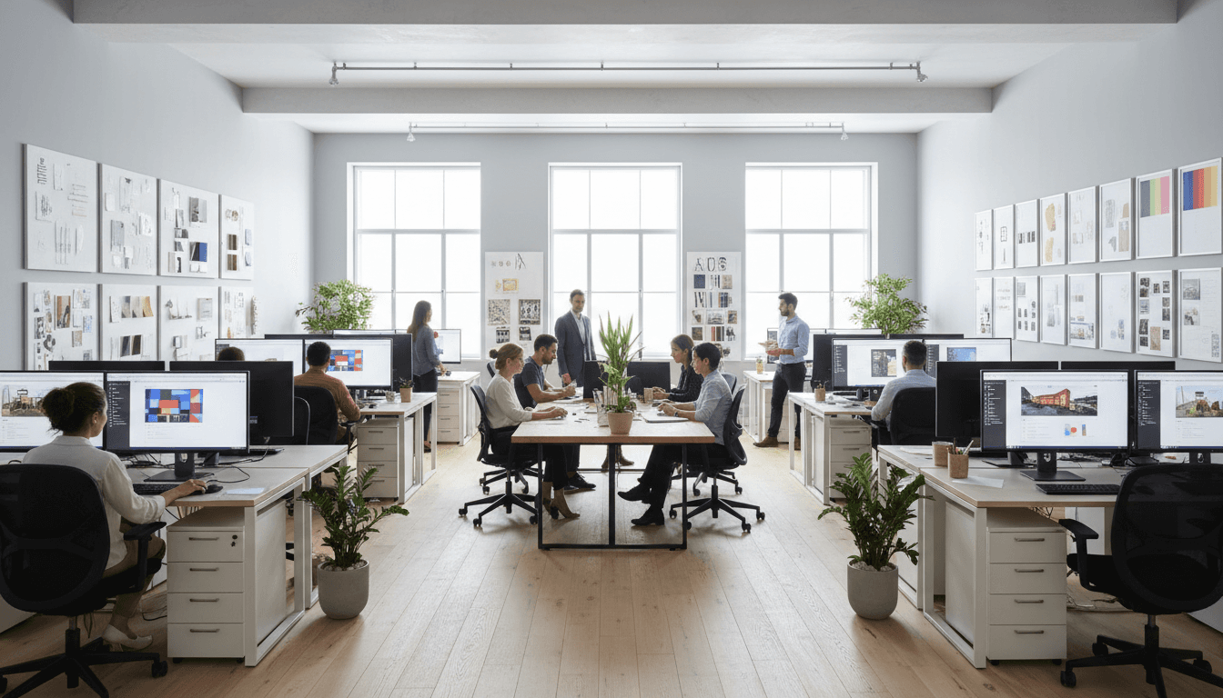 Creative workspace with planning tools and technology
