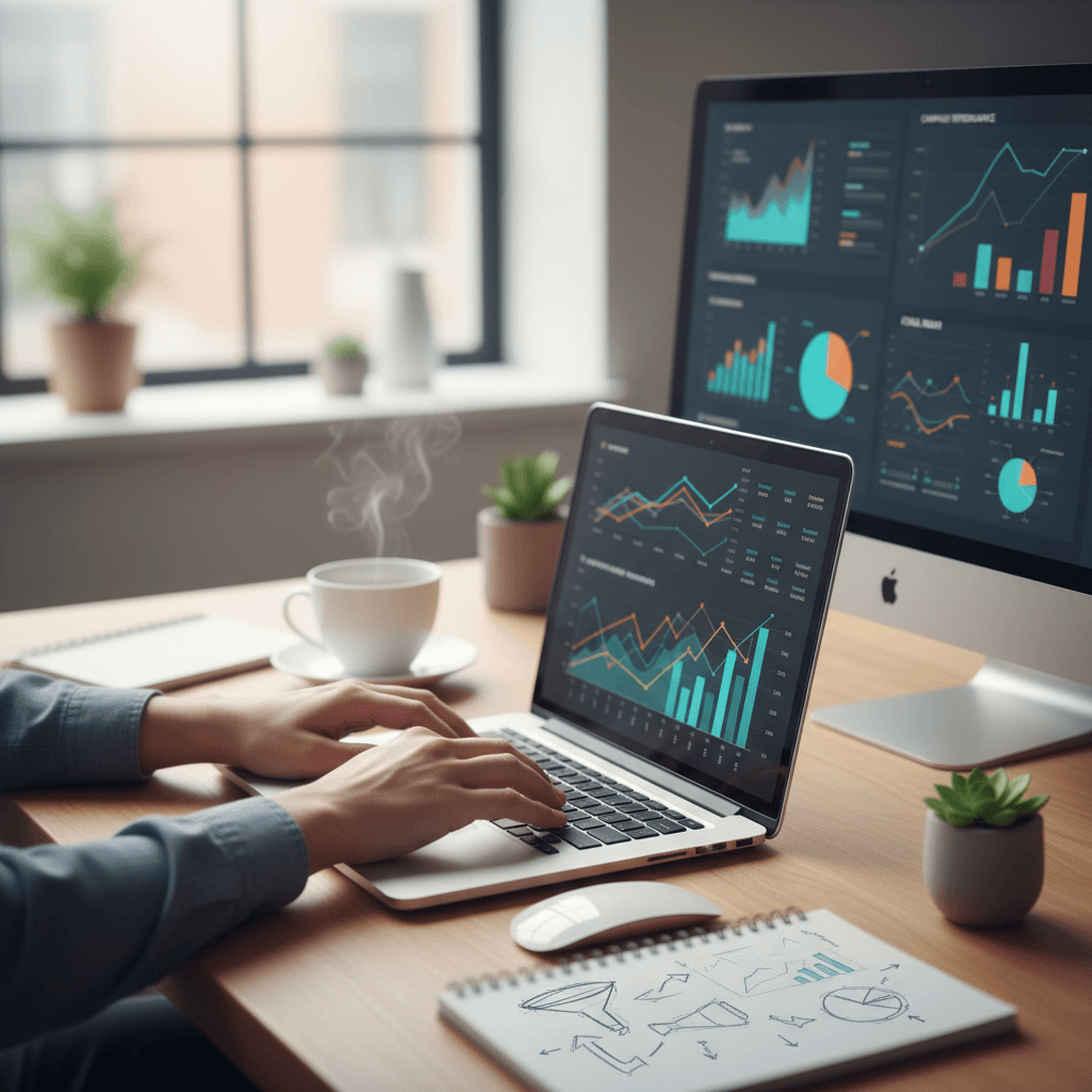 Digital marketer working on visual content strategy
